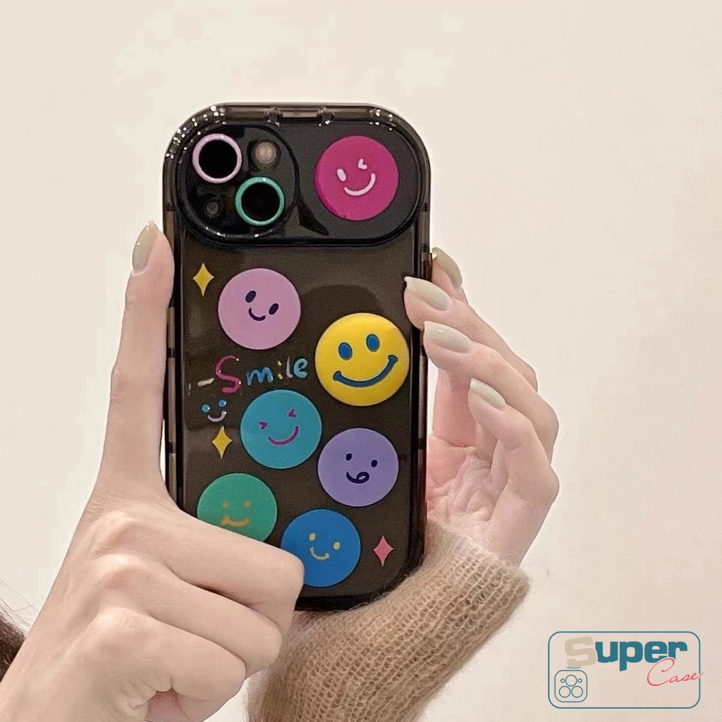 Kartun Kreatif Indah Smile Case Kompatibel Untuk IPhone 7Plus 8Plus 11xr XS13 14x12 Pro Max7 8 14 Plus MAX SE 2020 Kepribadian Flip Make Up Cermin Shockproof Soft Case