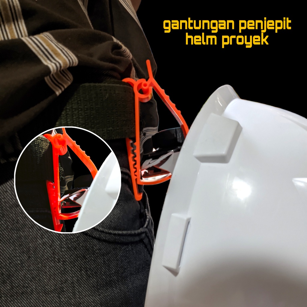 Jepitan Helm Clip Helmet Safety Proyek Hanger  Orange