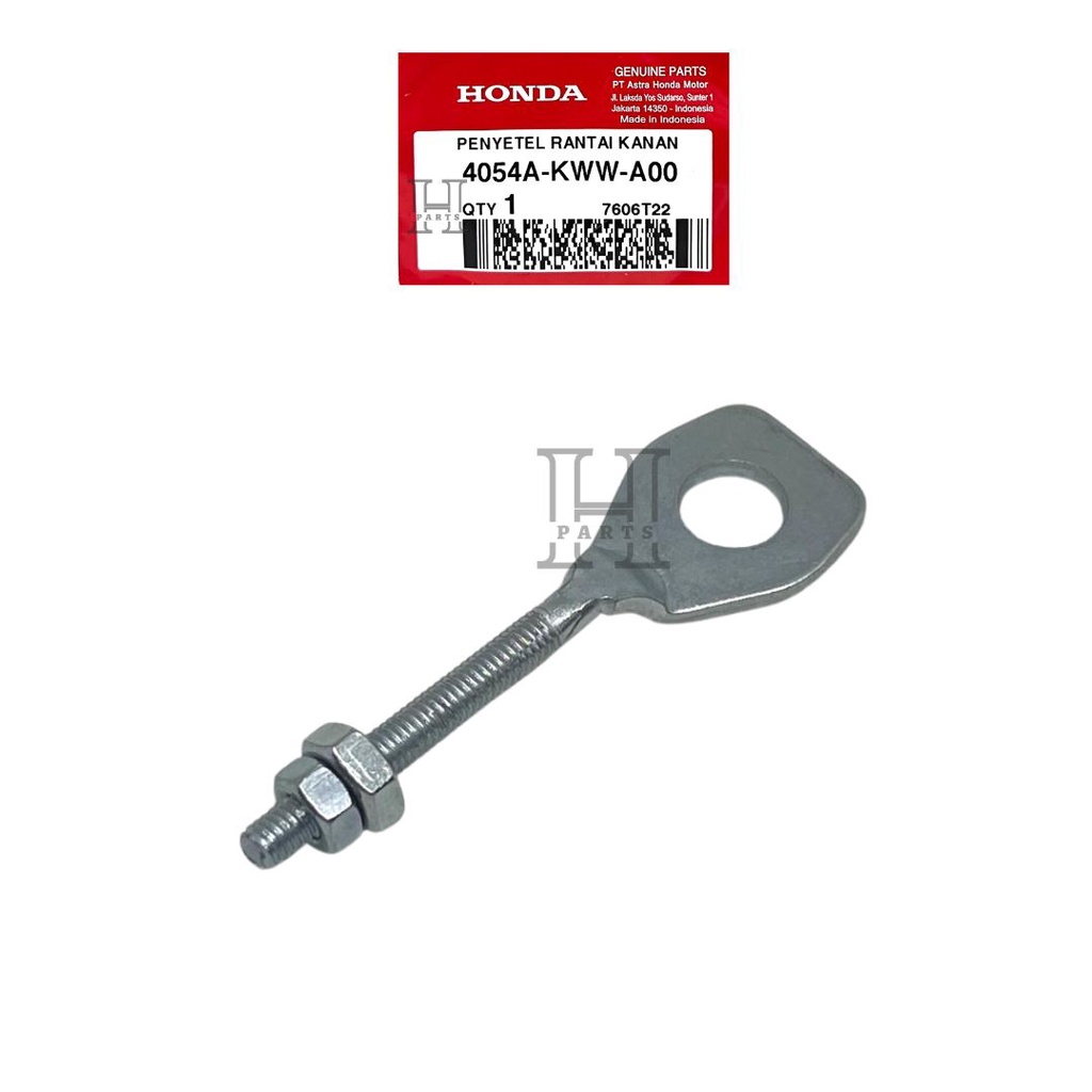 SETELAN PENYETEL RANTAI KANAN ADJUSTER R CHAIN ASSY  ABSOLUTE REVO FIT X BLADE 110 SUPRA X 125 KARBU FI 4054A-KWW-A00 ASLI ORIGINAL AHM HGP HONDA