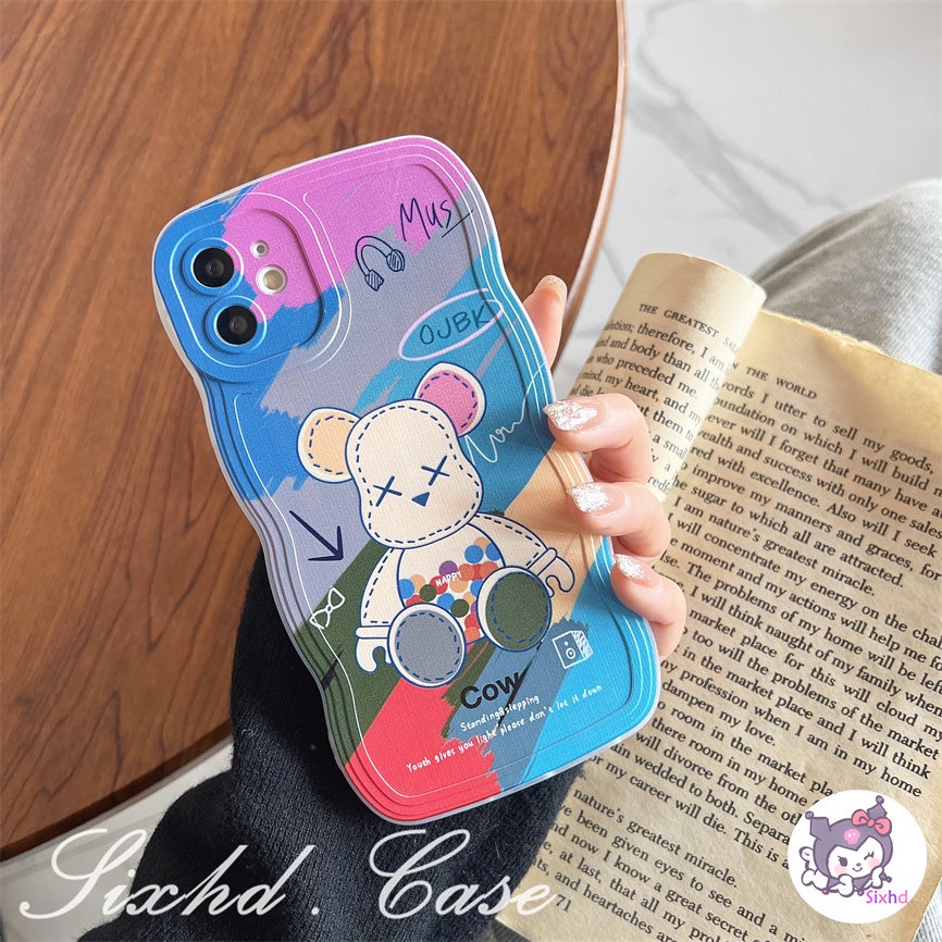 For Realme C25Y C21Y C35 C33 C30 C25 C15 C30s C31 C12 C11 C21 C20 C17 C3 10 9Pro+ 9i 7i 8i 6i 5i 5s Narzo 50A 50i Prime Fashion Color Ball Bear Couple Soft Wave Edge Case