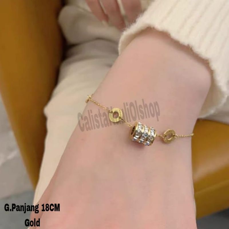 Gelang Titanium Tabung Roda Kecil Fashion Korea Anti Karat Dan Anti Luntur
