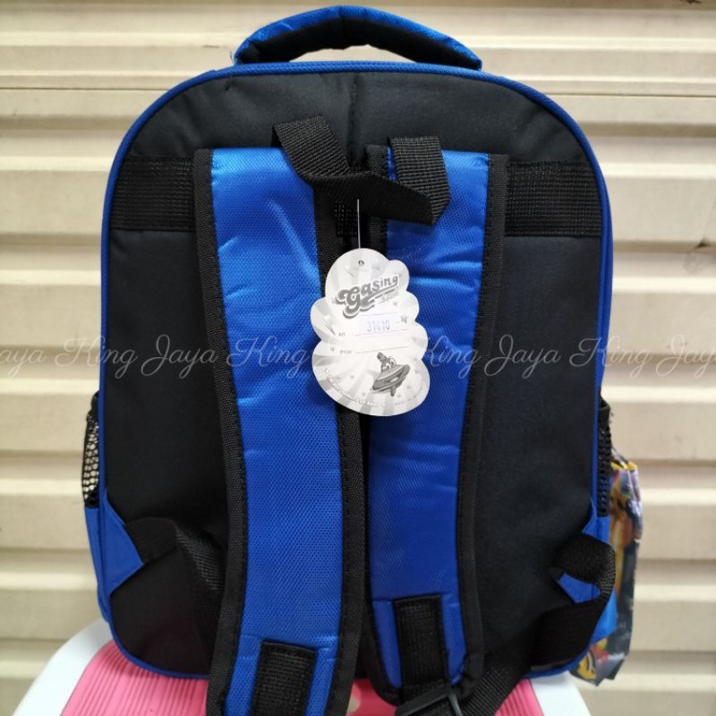 Ransel TK Murah Gasing Kids 14 Inc Emboss Batok Karakter Tas Sekolah Anak Laki-Laki Ironman Captain America Bumblebee