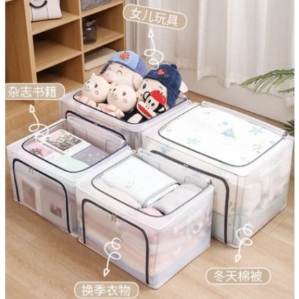 STORAGE BOX 66 liters Double Zipper Large Box 66L TRANSPARANT - missbejogrosir