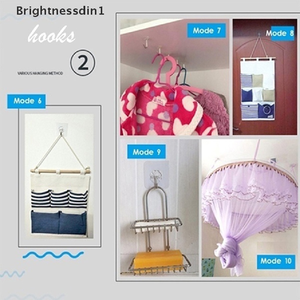 [Brightnessdin1] Kait Seamless Transparan Kait Dinding Bahan Metal Untuk Rumah Kait Perekat Diri Berat Butik