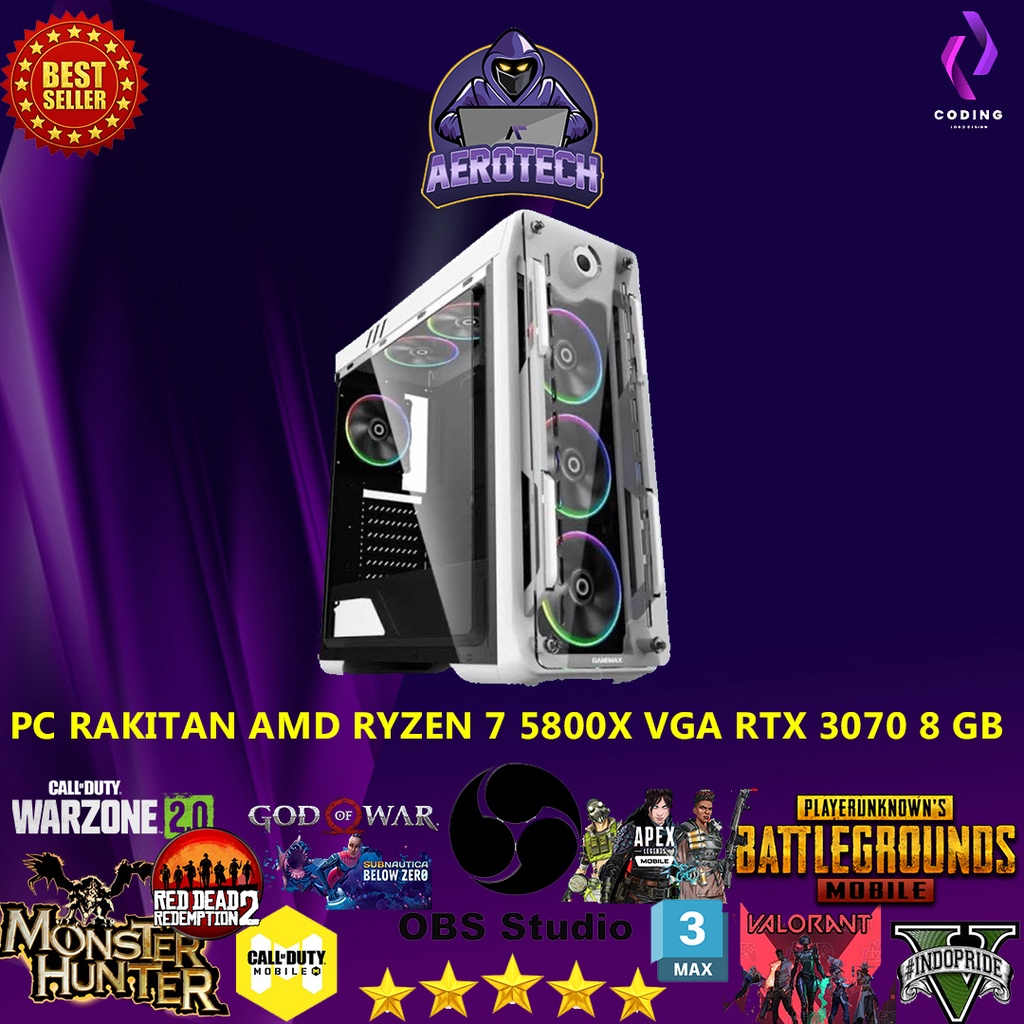 PC RAKITAN AMD RYZEN 7 5800X WHITE EDITION WITH VGA RTX 3070 8 GB