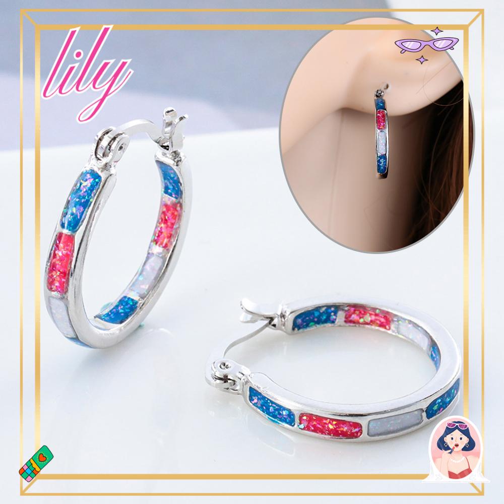 Lily Weight Loss Hoop Wanita Hot Fashion Jewellery Multicolor Alloy Gallstone Earrings