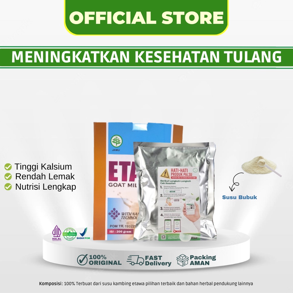 

ETAKU ORIGINAL Susu Kambing Etawa Meningkatkan Kepadatan Tulang Kesehatan Tulang ETAKU GOAT MILK 200gram