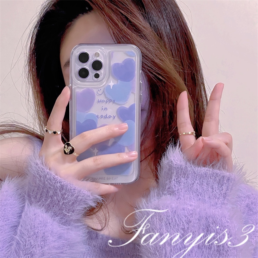 OPPO A17 A17k A77 A77s A57 A76 A96 A16 A16s A15 A15s A54 A74 A55 A95 A94 A93 A53 A33 A32 A9 2020 A3s A5s Reno 7Z 6 5Pro F11 F9Pro Happy Purple Heart Phone Case TPU Soft Cover