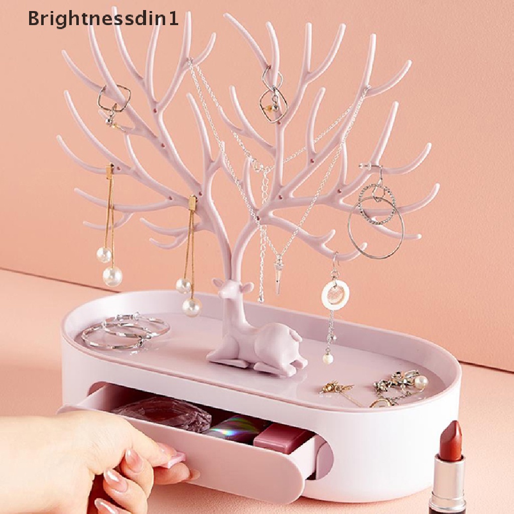 [Brightnessdin1] Deer Anting Kalung Cincin Display Perhiasan Stand Tray Tree Storage Shelves Holder Butik
