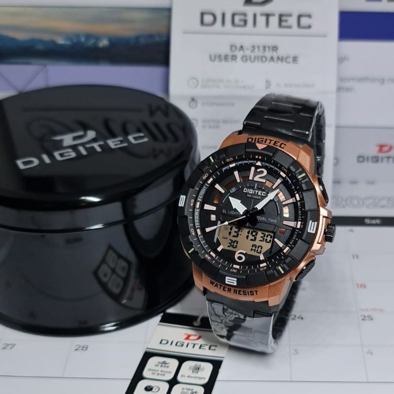 Jam Tangan Pria Analog DIGITEC DA-2131R Rantai Double Time Original