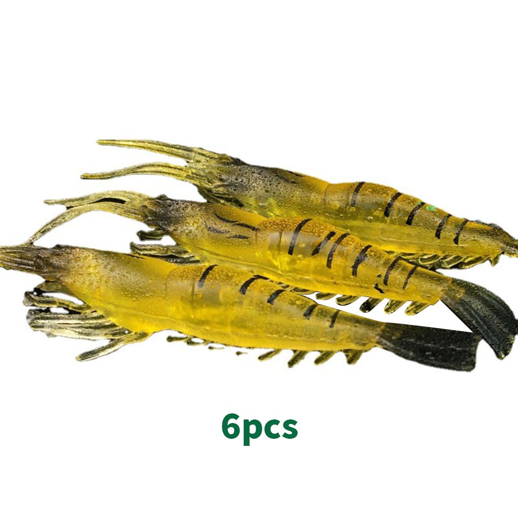 Huit 6pcs Umpan Berbentuk Udang Reusable Tackle Baits Sintetis Manusia Hidup Berguna Memancing Gurita Cumi Air Asin Danau Aliran