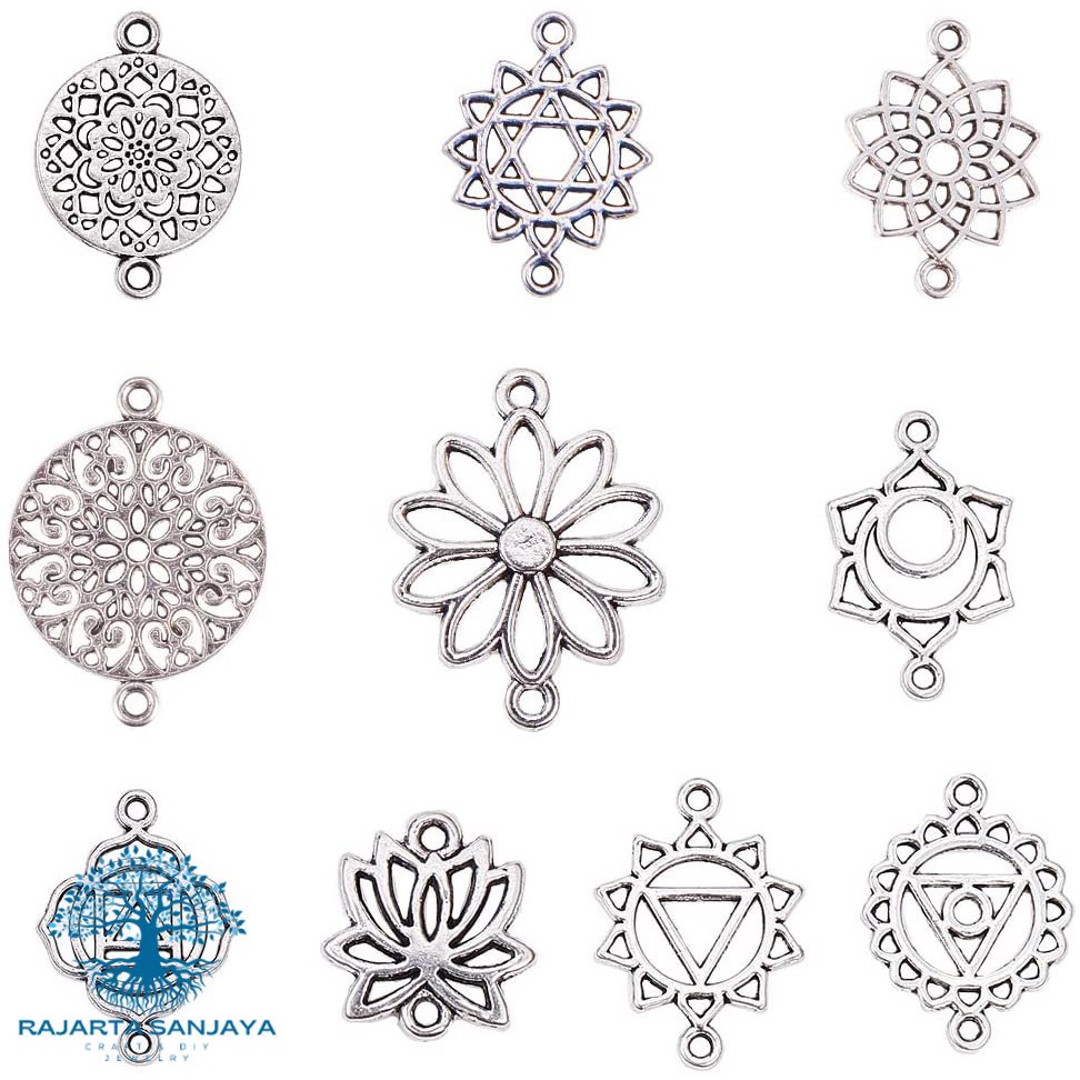 Charms Connector 10 Styles Flower Tibetan Antique  Symbol Chakra C10