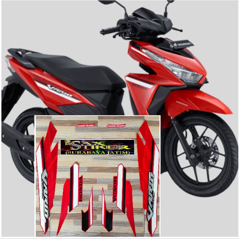 striping original Honda Vario 125 ISS merah tahun 2017