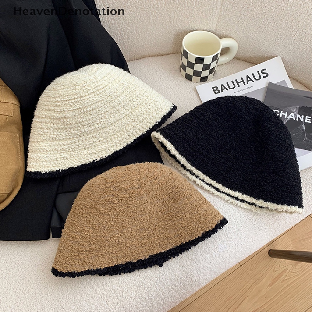 [HeavenDenotation] Topi Rajut Tebal Wanita Wol Hangat Fisherman Hat Cap Aksesori Hadiah Musim Dingin HDV