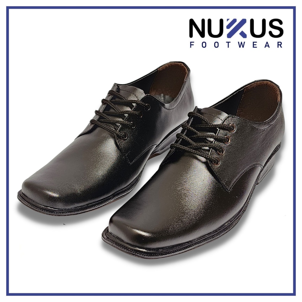 Nukus Footwear Pantofel Tali Pria Oxford Kulit Hitam - TL 02 F