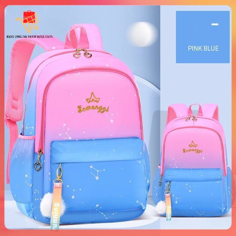Baru Gadis Ransel Sekolah Ransel Gadis Nilon Ortopedi Tas Sekolah Anak Primer Sekolah Tahun 6-12 Anak