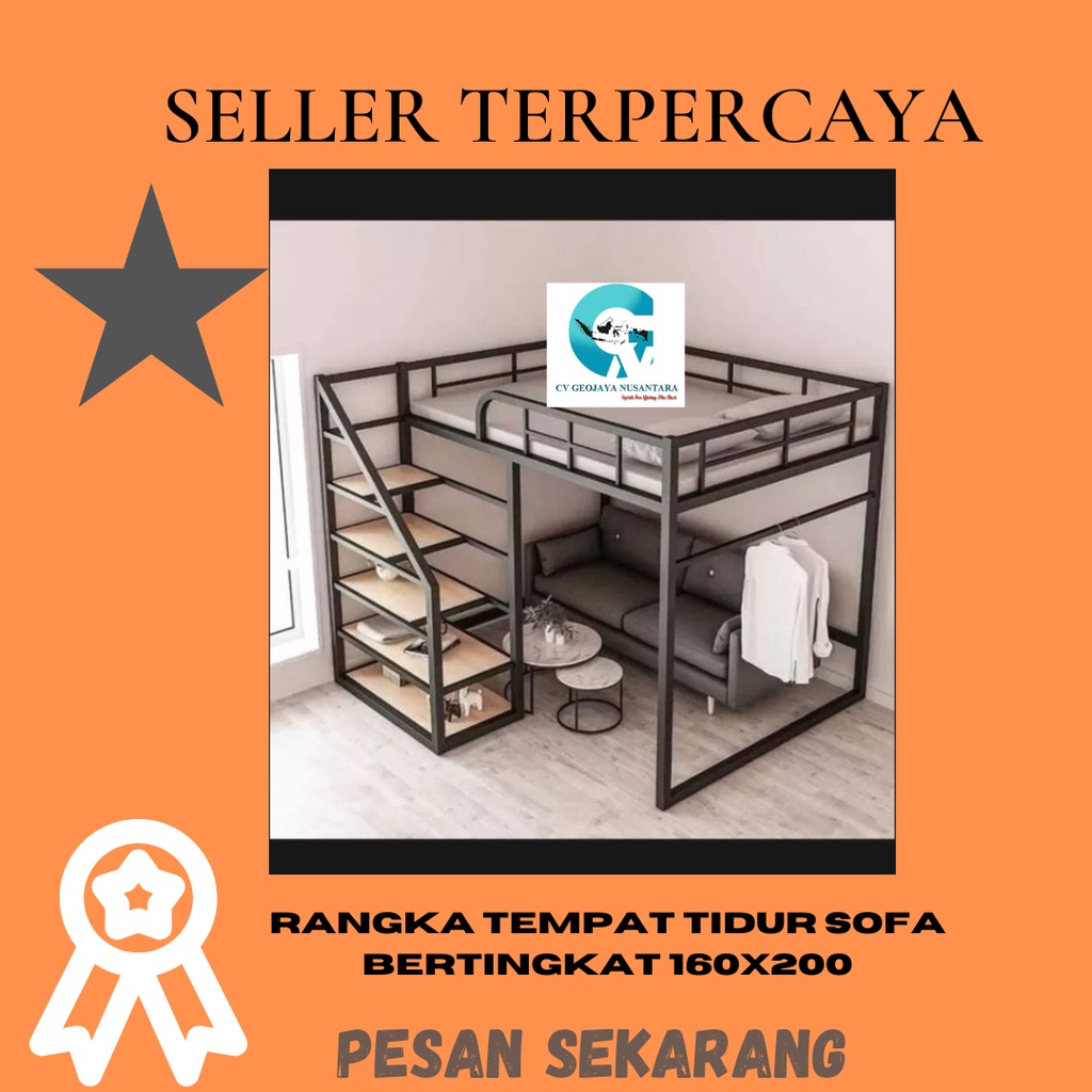 Rangka Tempat Tidur Sofa Bertingkat 160x200 Ready stok