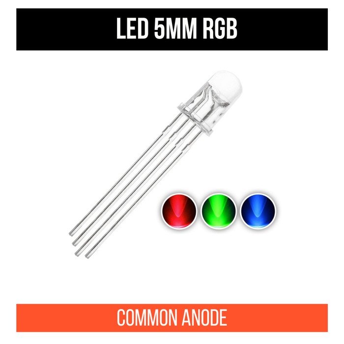 LED RGB 5mm 5 mm Common Anode Anoda Bening Clear Transparan 4 Kaki 4P