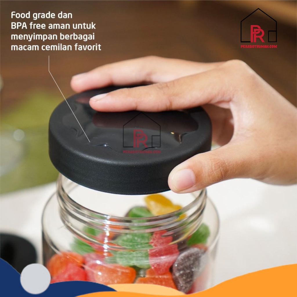 Toples Besar Grande Canister 1.030 ML / Toples Plastik Bulat Tutup Putar / Tempat Snack Makanan