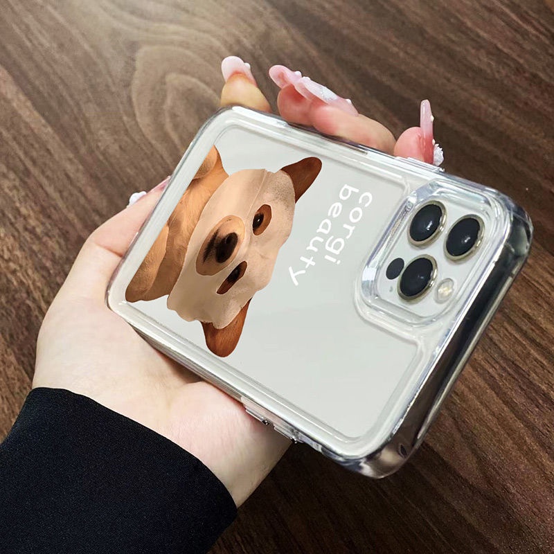 IPHONE Casing Ponsel Lembut Anjing Lucu Kompatibel Untuk Iphone11 14 13 12 Pro Max XS XR X8 7 6S Plus Casing Transparan TPU Silikon Shockproof Cover