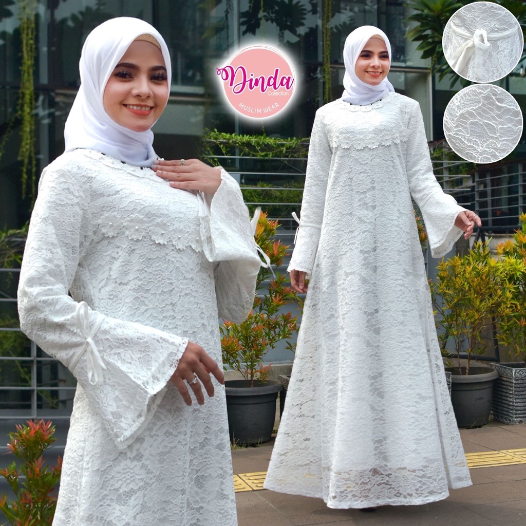 ELOK Baju Gamis Putih / Gamis Muslim / Baju Lebaran / Gamis Putih / Gamis Brukat/DCM#3196