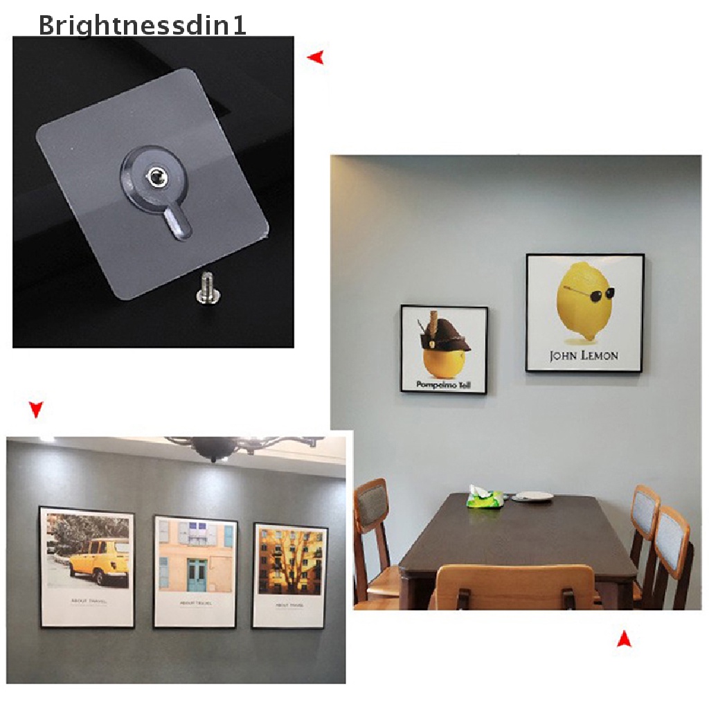 [Brightnessdin1] 4pcs Frame hook free punching Foto Hiasan Dinding Pager Kuat y hook Butik