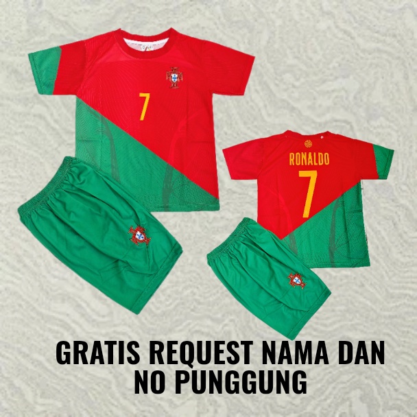 jersey baju bola PIALA DUNIA  anak portugal HOME/setelan baju bolA anak portugal/jersey bola ronaldo portugal