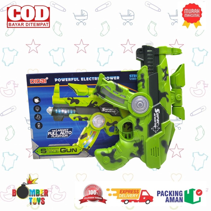 MAINAN ANAK PISTOL BATERAI SPACE GUN LIGHT LAMPU WARNA KEREN SENAPAN