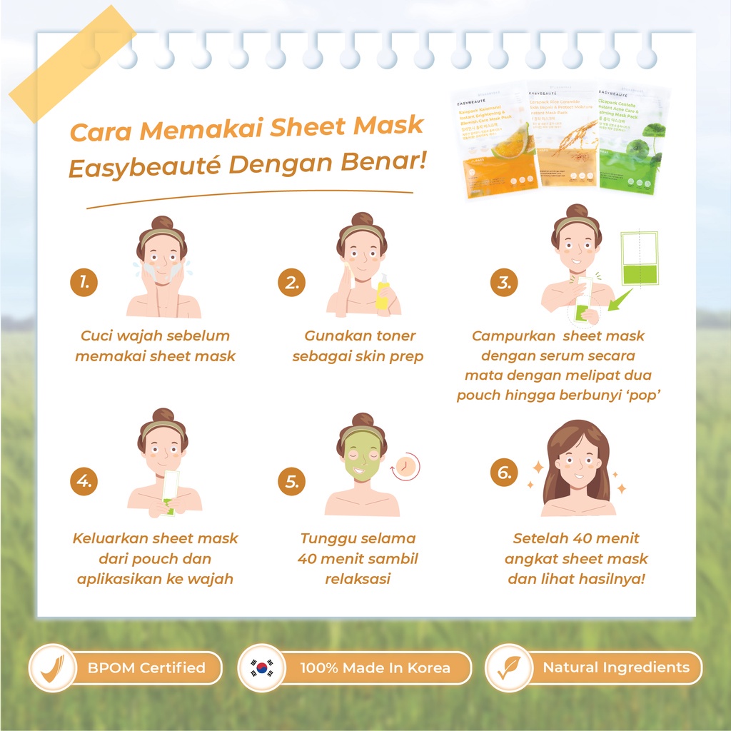 EASYBEAUTE Cerapack Korean Rice Ceramide Sheetmask - Memperbaiki Skin Barrier &amp; Menghidrasi