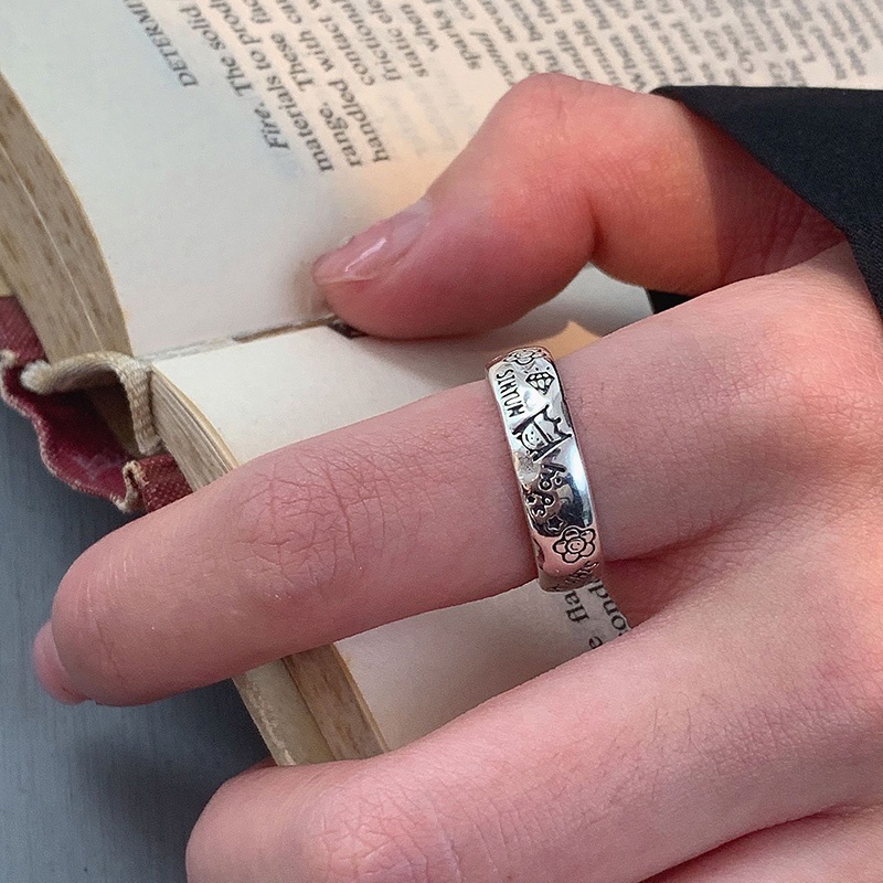 Cincin Graffiti Pangeran Bunga Bahan Alloy Baru Untuk Wanita