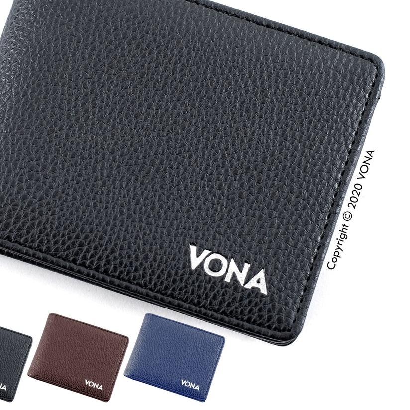 ❉ VONA  Dompet Pria Kulit Jeruk Pu  - Hitam - Baxter ➽