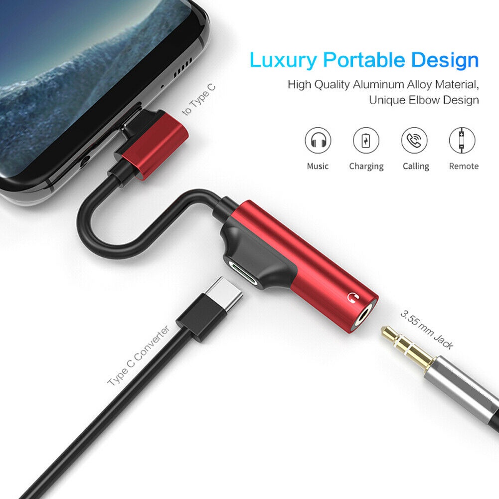 Premium 2in1 USB C Type-C to 3.5mm Jack AUX Earphone Audio &amp; Kabel Adaptor Charge Converter Tipe C/Hot Sale