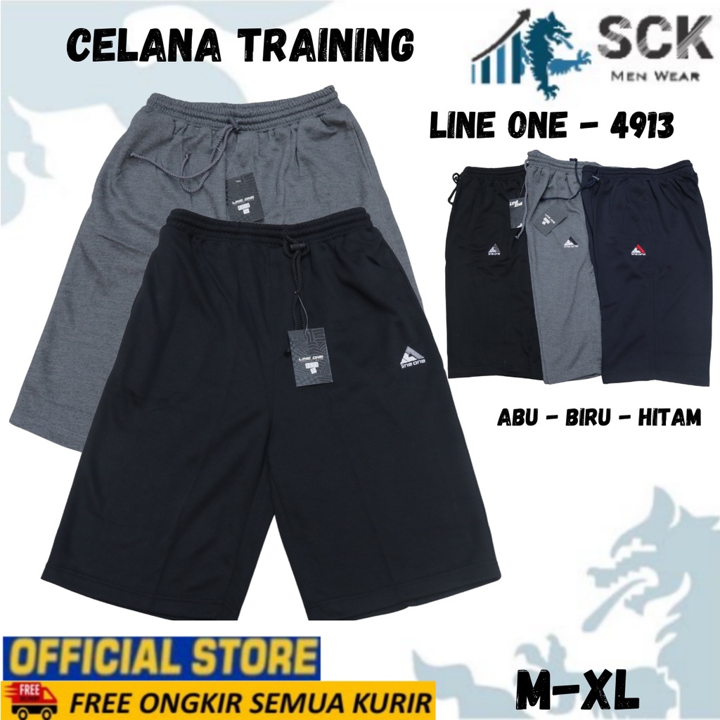 Celana Pendek Training LINE ONE Pria Wanita Unisex Bahan Tebal Katun Motif Kombinasi / Pakaian Olahraga- sckmenwear GROSIR