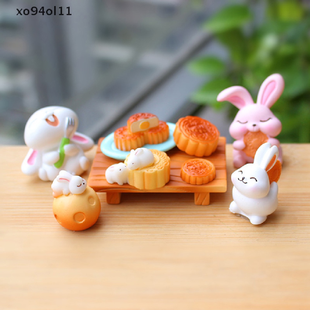 Xo 1Pcs Lucu Miniatur Resin Kelinci Ornamen Dekorasi Meja Kerajinan Aksesoris OL