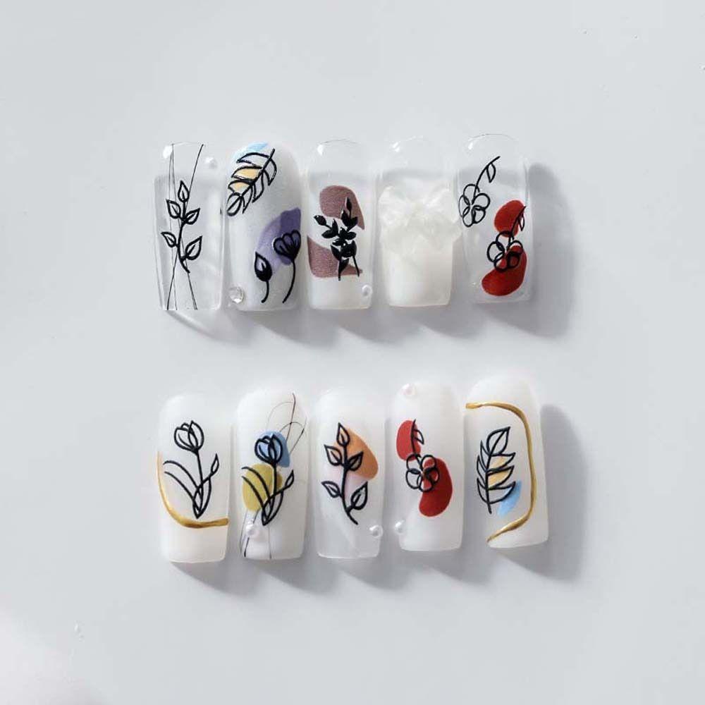 Mxbeauty Bunga Stiker Kuku Fashion Daun Warna-Warni Kaktus Nail Art Dekorasi