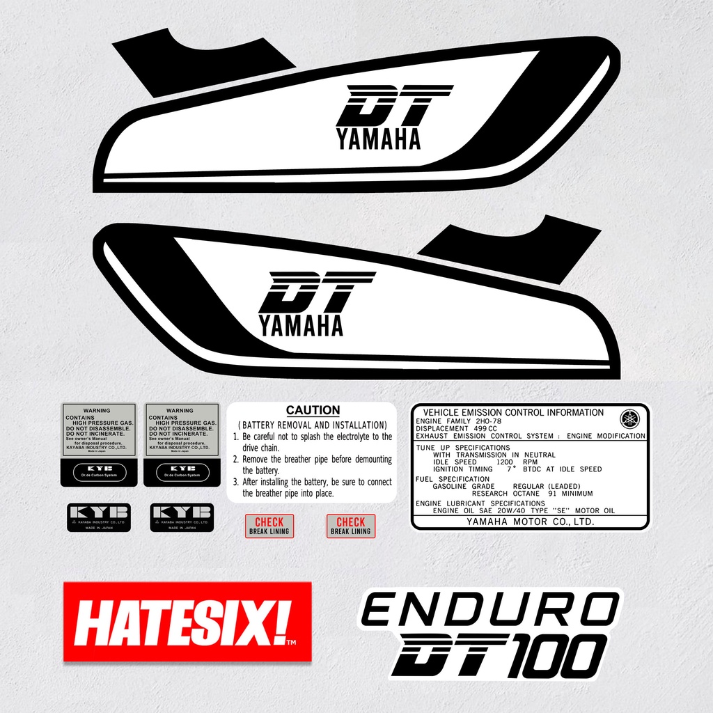 Sticker Stiker Decal Yamaha DT Enduro  Hatesix