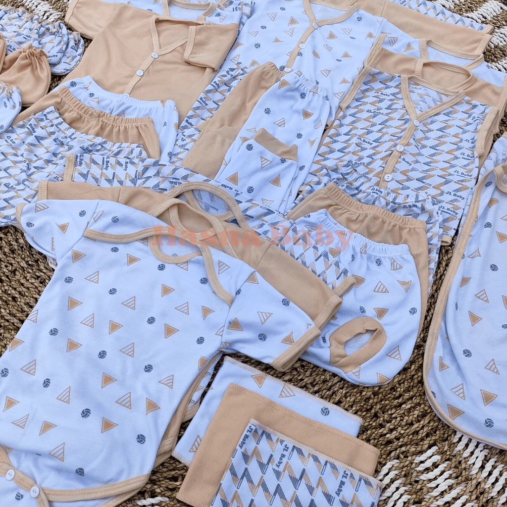 36Pcs, Paket Lahiran Setelan Baju Bayi Celana Bayi Baru Lahir seri coklat susu muda Baby Newborn Gift Set - Juragan Lebak