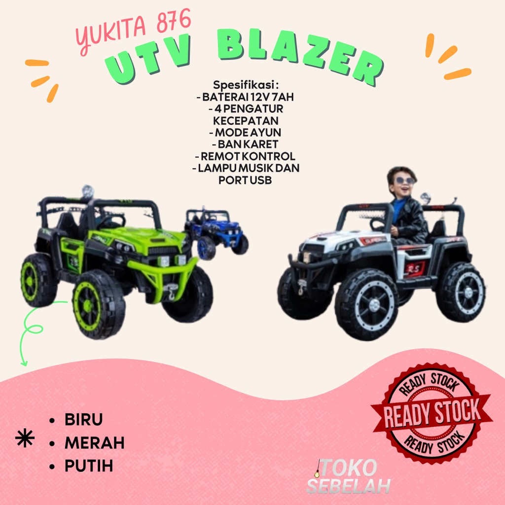 Mainan Anak Mobil Aki Yukita 876 UTV Blazer - Merah
