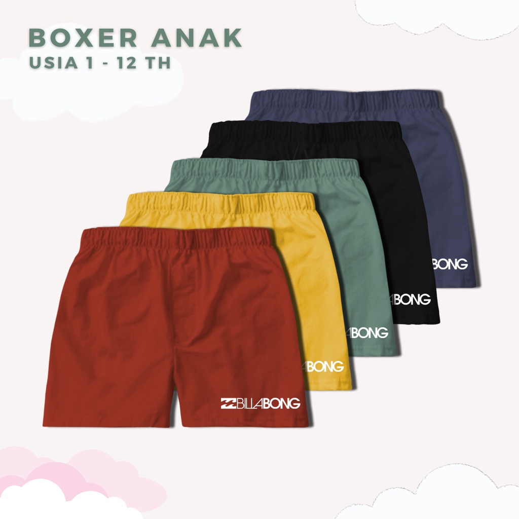 Boxer anak laki laki dan perempuan| Celana pendek anak-anak|  Pakaian dalam boxser umur 1 sd 12 tahun| Celana dalam kolor bokser bahan katun import untuk anak balita dan tanggung - BA05