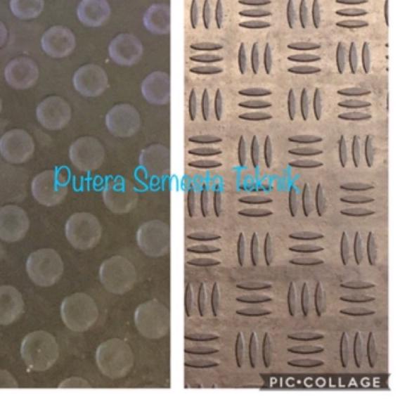 ♦ Lebar 1.2m Karpet Karet Koin Coin Bordes Garis Motif Roll Anti Slip licin tebal 4mm keset hitam ℗