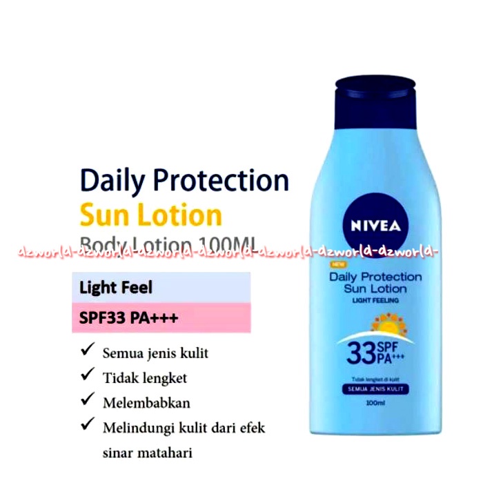 Nivea Daily Protection 100ml Sun Lotion Sfp 33 PA Body Lotion Hanbody Untuk Semua Jenis Kulit Sunblock Nivea Daili Biru