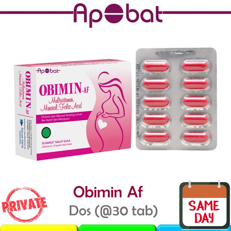 - ApObat - Obimin AF 1 BOX isi 30 Multivitamin Mineral dan Folic Acid Obimin-Af Vitamin Ibu Hamil Me