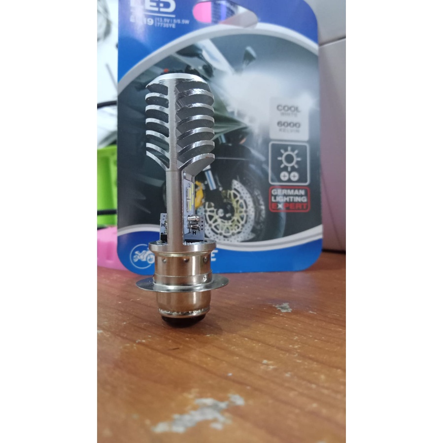 BOHLAM LAMPU DEPAN LED MOTOR BEBEK MATIC HEADLAMP LED KAKI 1 H6 MODEL T19 AC DC 8 LED 12 VOLT SUPER TERANG PUTIH 6000 KELVIN