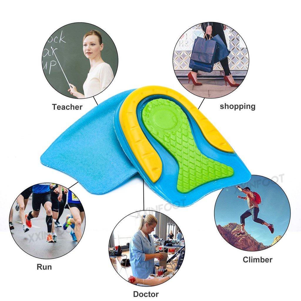 Silicone Gel Sepatu Insole Heel Cup Bantalan Plantar Fasciitis Insert Perawatan Kaki Bantal Setengah Pad Pria Wanita