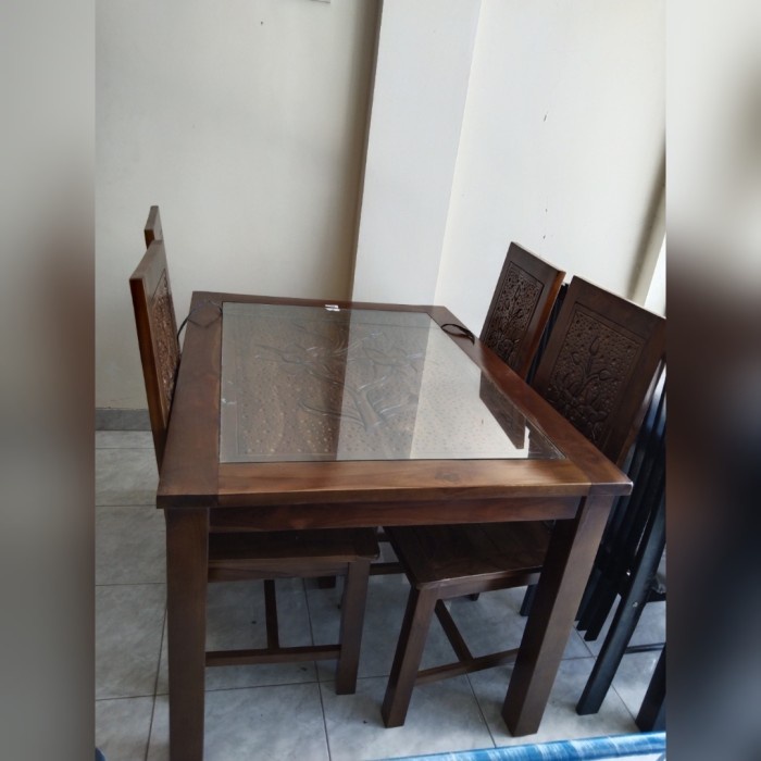 Terlaris Meja Makan 4 Kursi Jati Jepara Asli Flamboyan