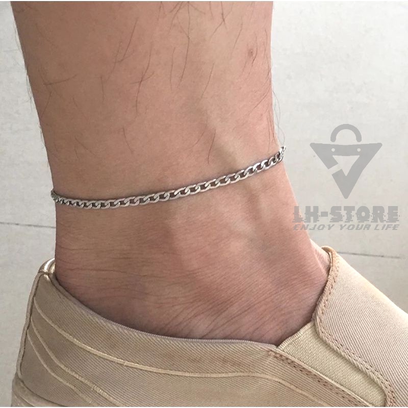 GELANG KAKI TITANIUM RANTAI POLOS PRIA WANITA ANTI KARAT TIDAK LUNTUR TERBARU