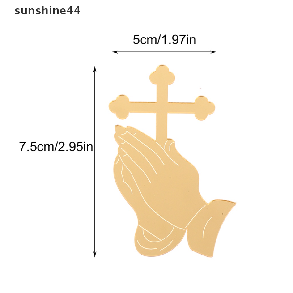 Sunshine 1Pc Mirror Acrylic Cross Cupcake Topper Hiasan Kue Pesta Baptis ID