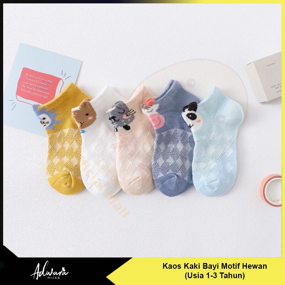 Kaos Kaki Pendek Anak Bayi Anti Slip Motif Karakter Hewan Lucu (Usia 1-3 Tahun)