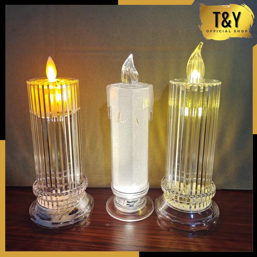 T&amp;Y Lilin Led Mini Candles Lilin Elektrik Lampu Tidur Lilin LED Light Candle Electronic Lamp With Base Transparent Party Home Decor