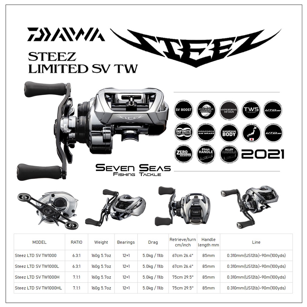 Daiwa Steez Limited SV TW 1000 Model 2021 BC Reel Baitcasting